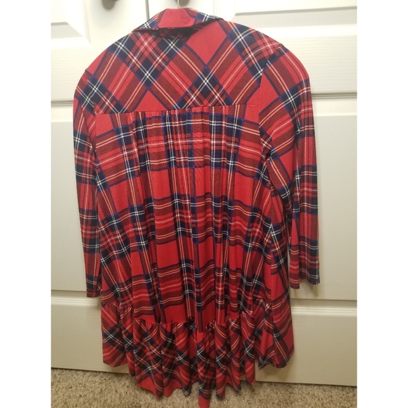 Red & Navy Faux Button Down Blouse - Picture 9 of 10